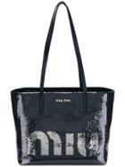 Miu Miu Sequin Logo Tote Bag - Blue