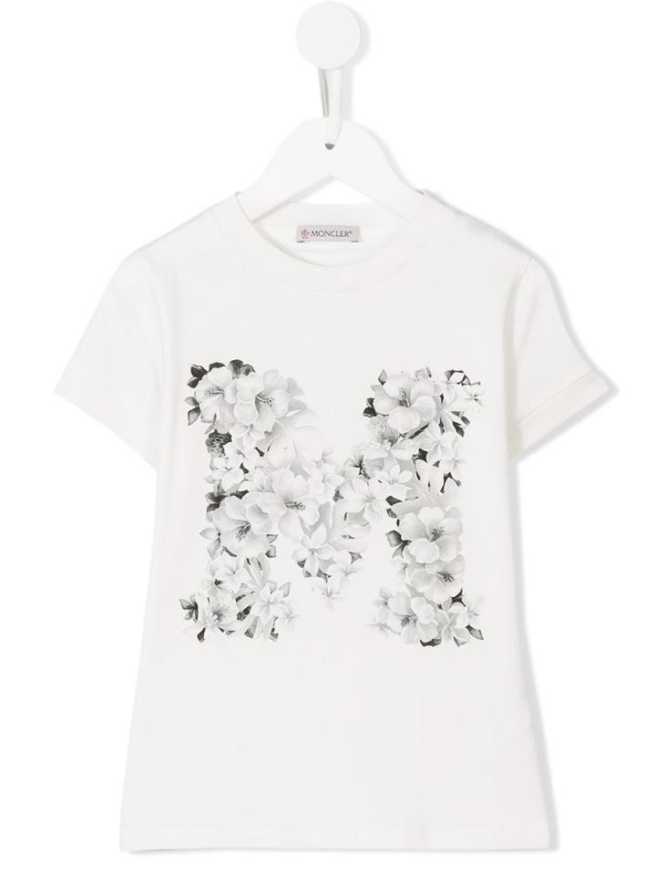 Moncler Kids - Floral Print T-shirt - Kids - Cotton/spandex/elastane - 10 Yrs, Girl's, White