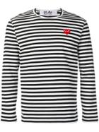 Comme Des Garçons Play Heart Patch Striped Sweatshirt - Black