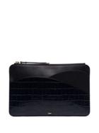 Chloé Walden Crocodile-effect Clutch - Blue