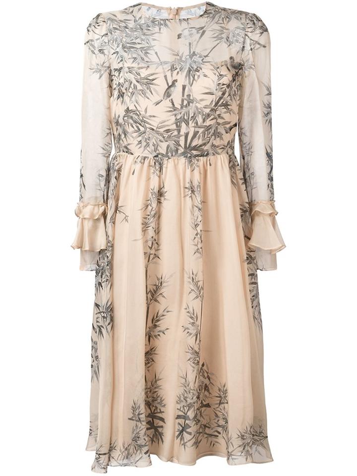 Philosophy Di Lorenzo Serafini Bird Print Midi Dress, Women's, Size: 42, Nude/neutrals, Silk