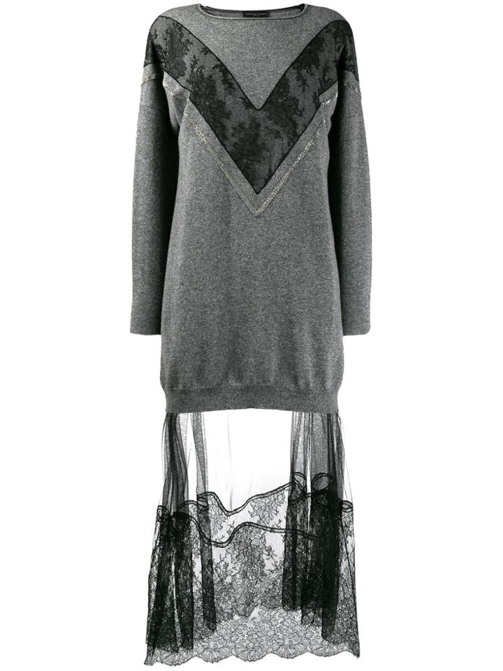 Fabiana Filippi Lace Embellished Jumper Dress - Grey