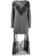 Fabiana Filippi Lace Embellished Jumper Dress - Grey