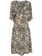 Nicholas Zebra Print Midi Dress - Brown