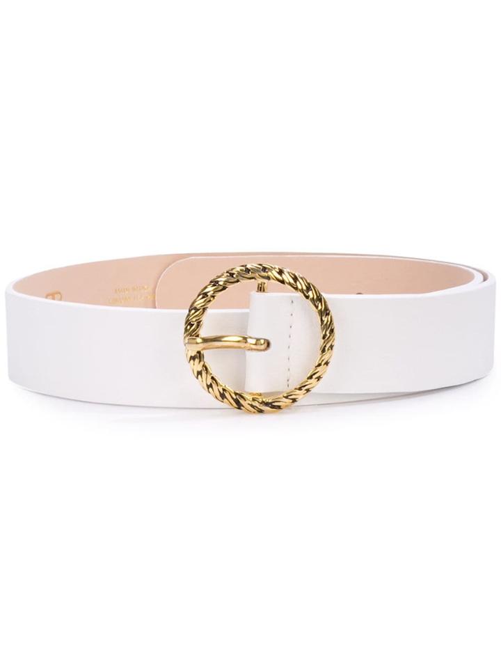 B-low The Belt Gold Circle Buckle Belt - White