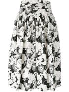 Marc Jacobs Floral Pleated Skirt, Women's, Size: 2, White, Cotton/spandex/elastane