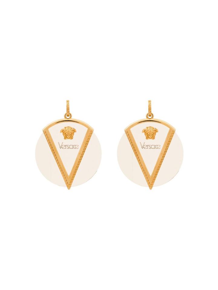 Versace Triangle Disc Earrings - Gold