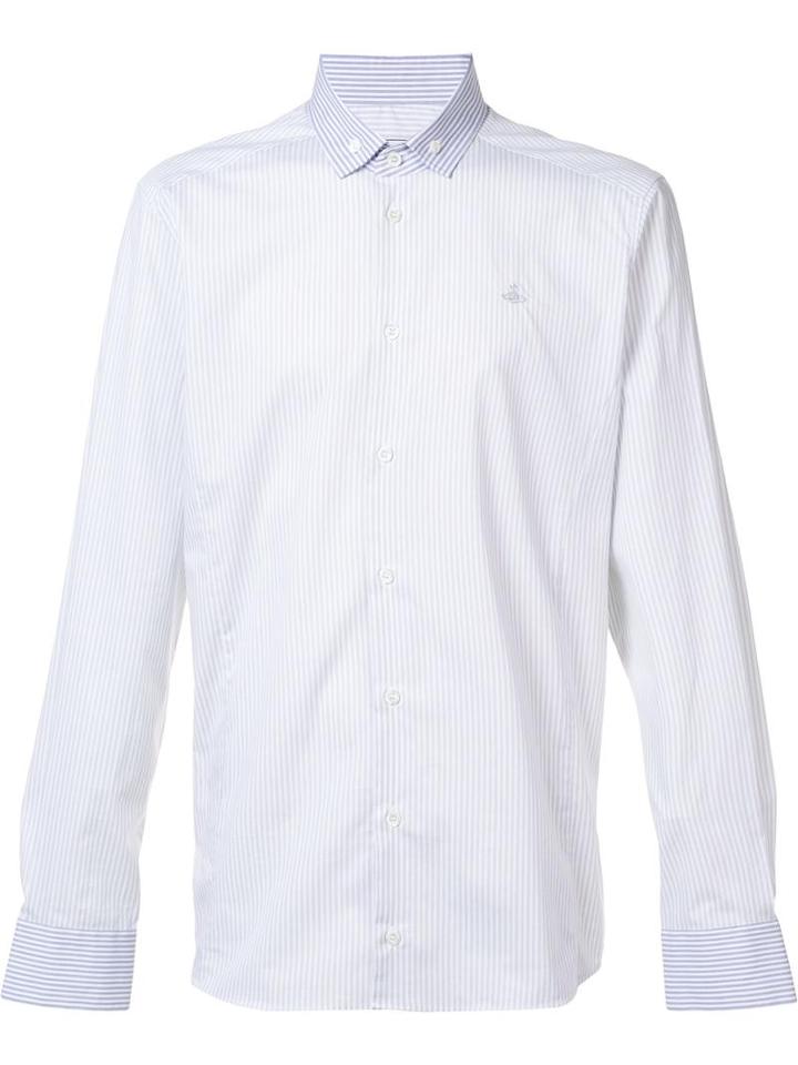 Vivienne Westwood Man Orb Logo Striped Shirt, Men's, Size: 48, Grey, Cotton