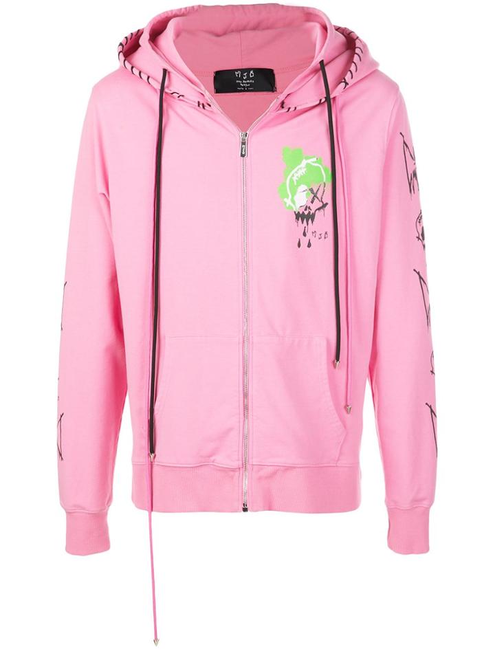 Mjb Marc Jacques Burton Painted-print Zip-up Hoodie - Pink