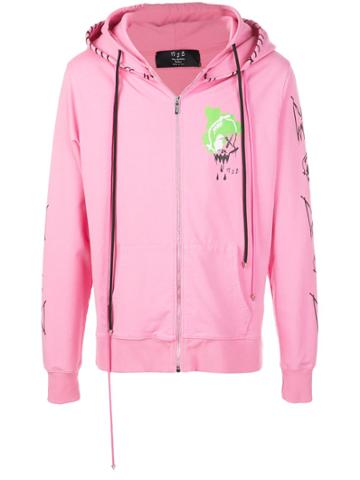 Mjb Marc Jacques Burton Painted-print Zip-up Hoodie - Pink