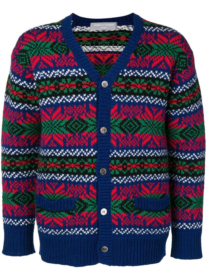 Comme Des Garçons Vintage Intarsia Buttoned Cardigan - Blue