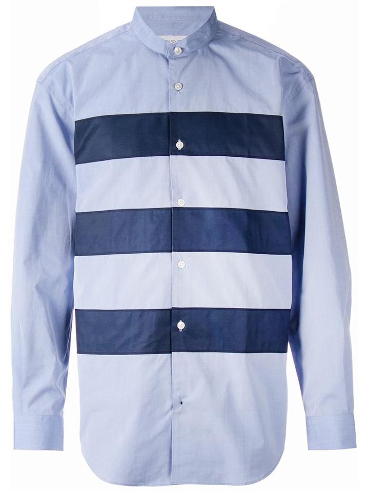 En Route Striped Band Collar Shirt