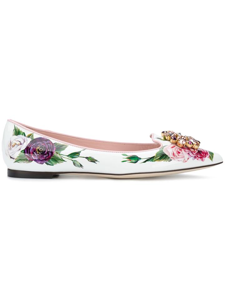Dolce & Gabbana Bellucci Ballerinas - White