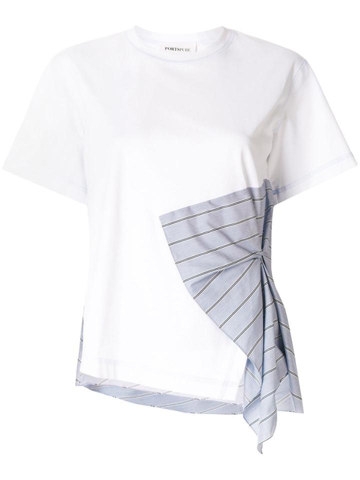 Portspure Striped Panel T-shirt - White