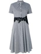 P.a.r.o.s.h. - Striped Flared Shirt Dress - Women - Cotton/polyamide/spandex/elastane - S, Women's, Grey, Cotton/polyamide/spandex/elastane