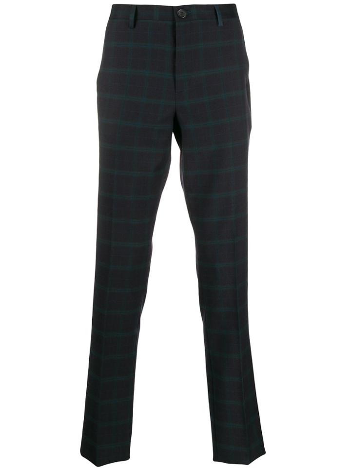 Ps Paul Smith Tailored Tartan Print Trousers - Purple