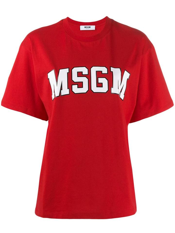 Msgm College Logo T-shirt - Red