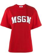 Msgm College Logo T-shirt - Red