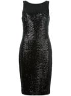 Lauren Ralph Lauren Sequin Embellished Shift Dress, Women's, Size: 12, Black, Polyester/spandex/elastane/nylon