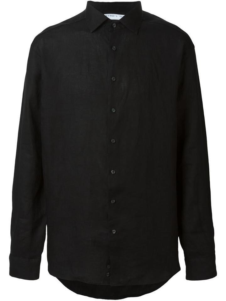 Etro Classic Button Down Shirt, Men's, Size: Xl, Black, Linen/flax