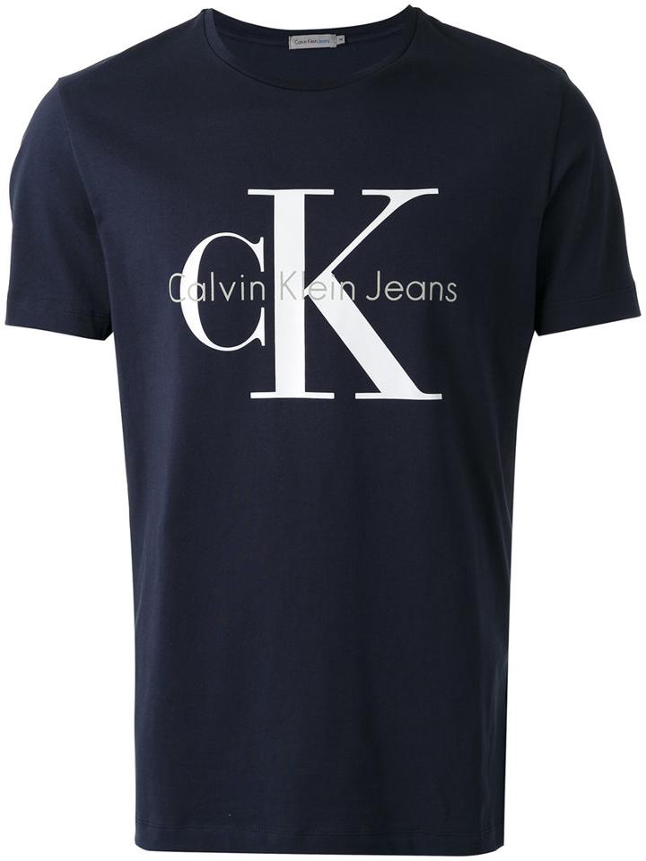 Calvin Klein Jeans Logo Print T-shirt, Men's, Size: Medium, Blue, Cotton
