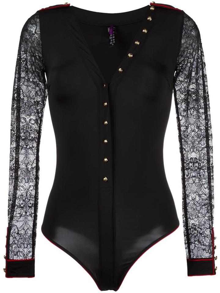 Maison Close V Neck Body, Women's, Size: Medium, Black, Polyamide/spandex/elastane