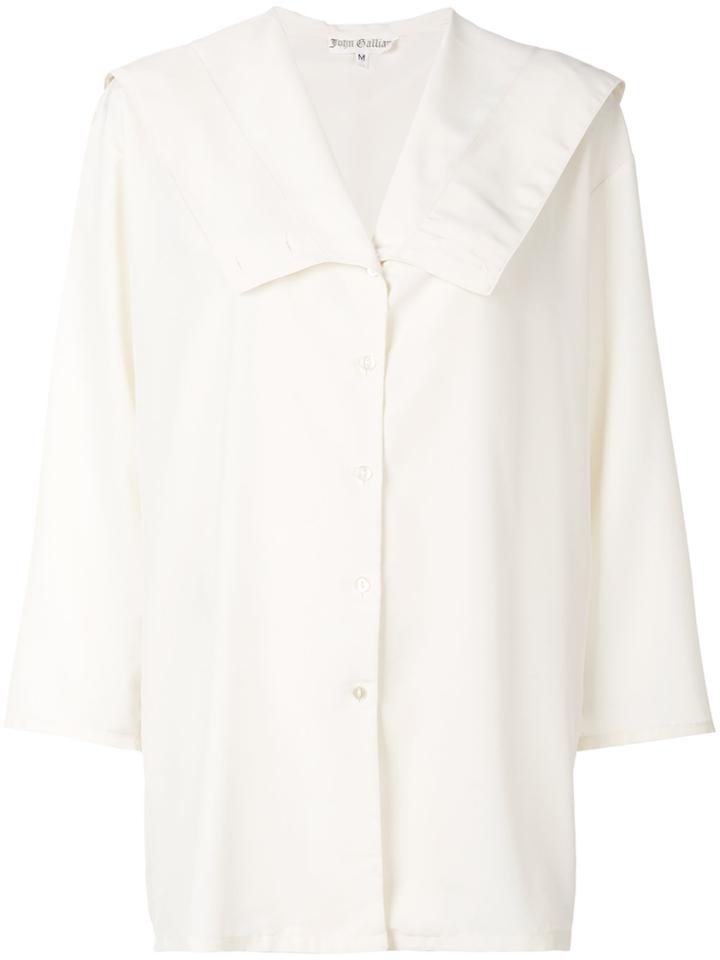 John Galliano Vintage Sailor Collar Tunic Blouse - Nude & Neutrals