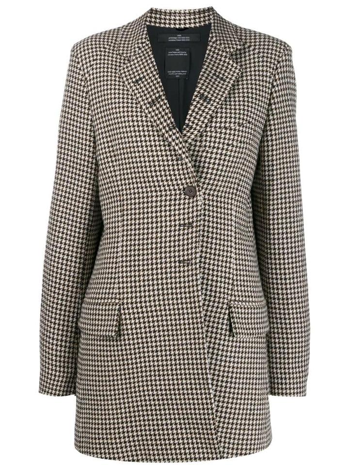 Rokh Oversized Houndstooth Blazer - White