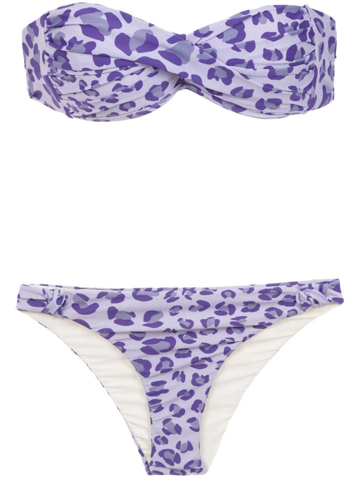 Amir Slama Printed Bandeau Bikini Set - Pink & Purple