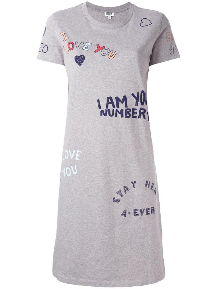 Kenzo - I Love You Dress - Women - Cotton - S, Grey, Cotton