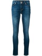 7 For All Mankind Washed Distressed Skinny Jeans - Blue