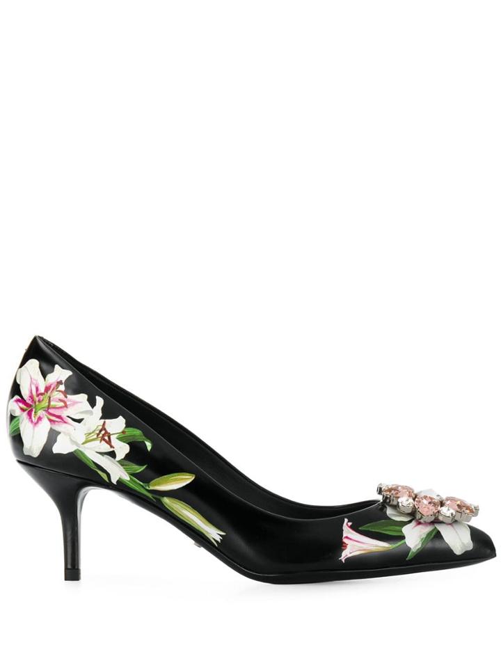 Dolce & Gabbana Lily-print Pumps - Black