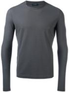 Zanone Round Neck T-shirt, Men's, Size: 50, Grey, Cotton