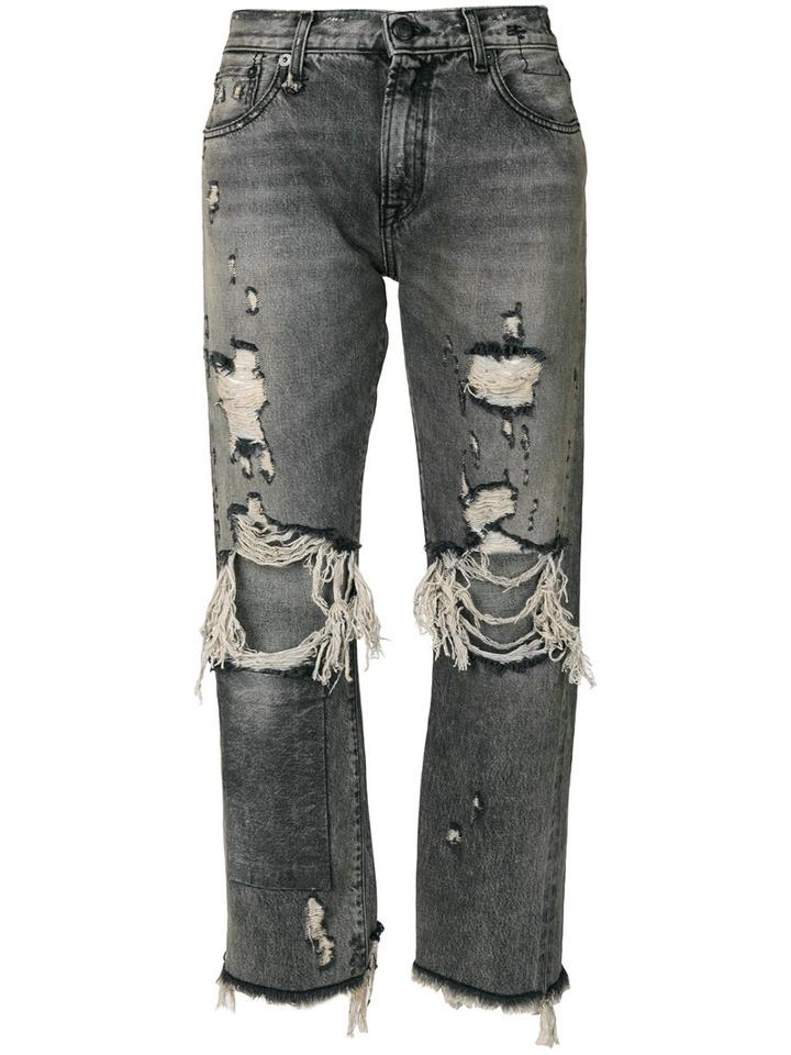 R13 - Bowie Distressed Jeans - Women - Cotton/spandex/elastane - 28, Grey, Cotton/spandex/elastane