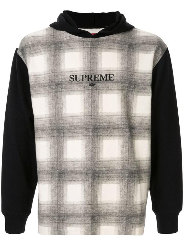 Supreme Shadow Plaid Hooded Top - Grey