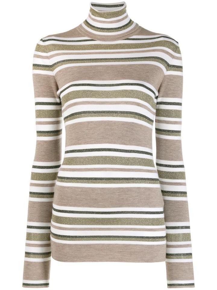Brunello Cucinelli Horizontal Stripes Sweater - Brown