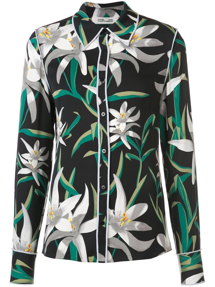 Dvf Diane Von Furstenberg Floral Print Shirt - Black