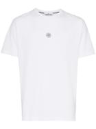 Stone Island Large Rear Logo Print Cotton T Shirt - White