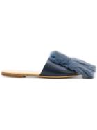 Joshua Sanders Faux Fur Trim Sandals - Blue