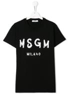 Msgm Kids Logo-print Cotton T-shirt - Black