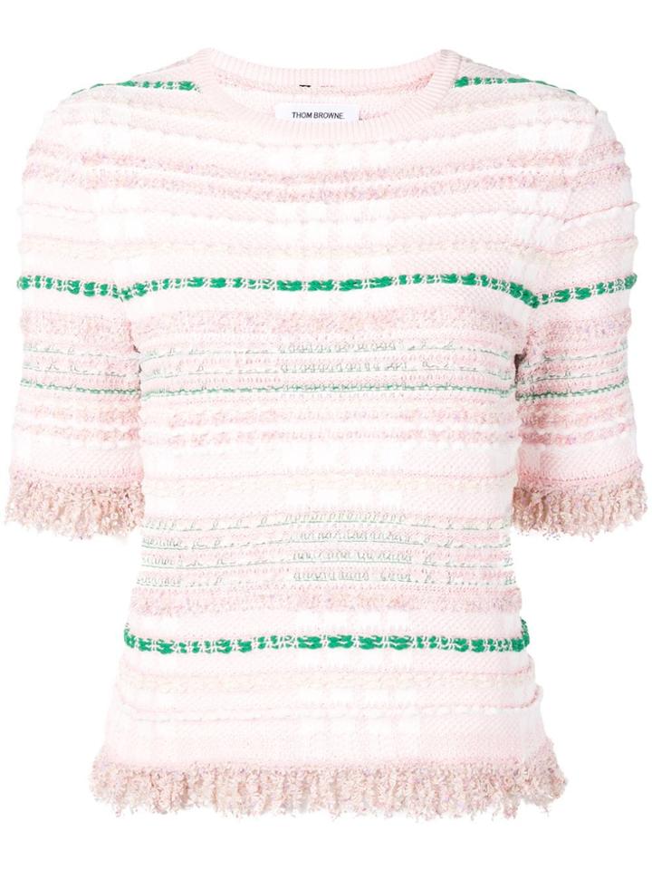 Thom Browne Light Pink Knit Tweed Tee