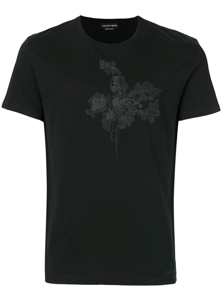 Alexander Mcqueen Floral Print T-shirt - Black