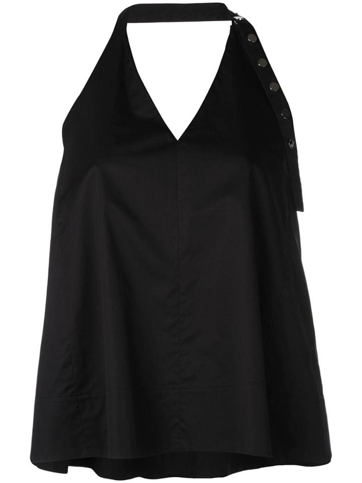 Tibi Tech Poplin Halter Top - Black