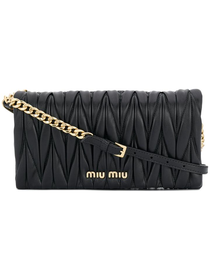 Miu Miu Foldover Matelassé Clutch - Black