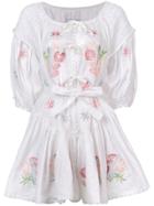 Innika Choo Floral Embroidered Short Dress - White