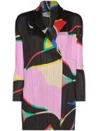 Pleats Please Issey Miyake Print Pattern Pleated Jacket - Black