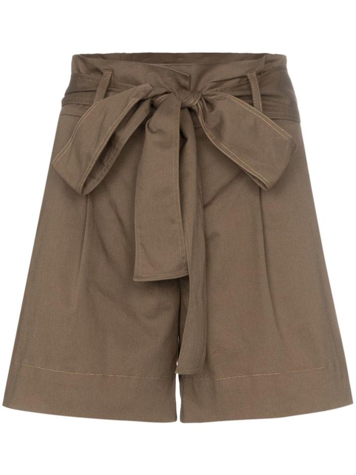 Silvia Tcherassi Orchard Belted Turned Up Hem Shorts - Green