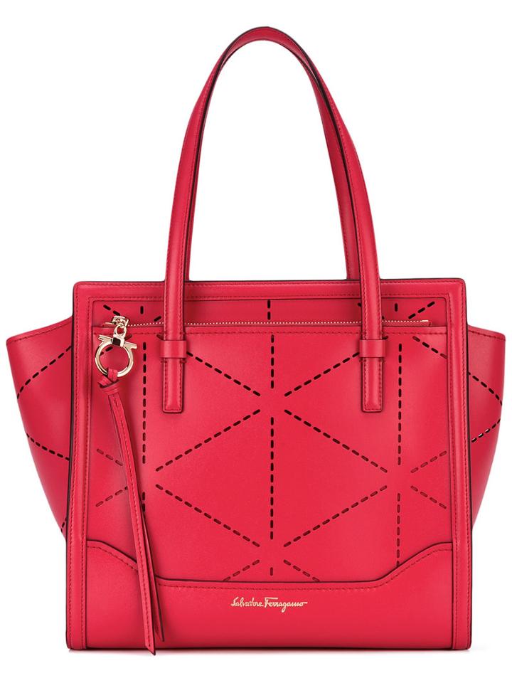 Salvatore Ferragamo - Perforated Tote Bag - Women - Calf Leather - One Size, Red, Calf Leather