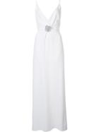 Carolina Herrera Floral Applique Gown, Women's, Size: 6, White, Silk