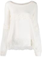Twin-set Tiered Lace Jumper - White